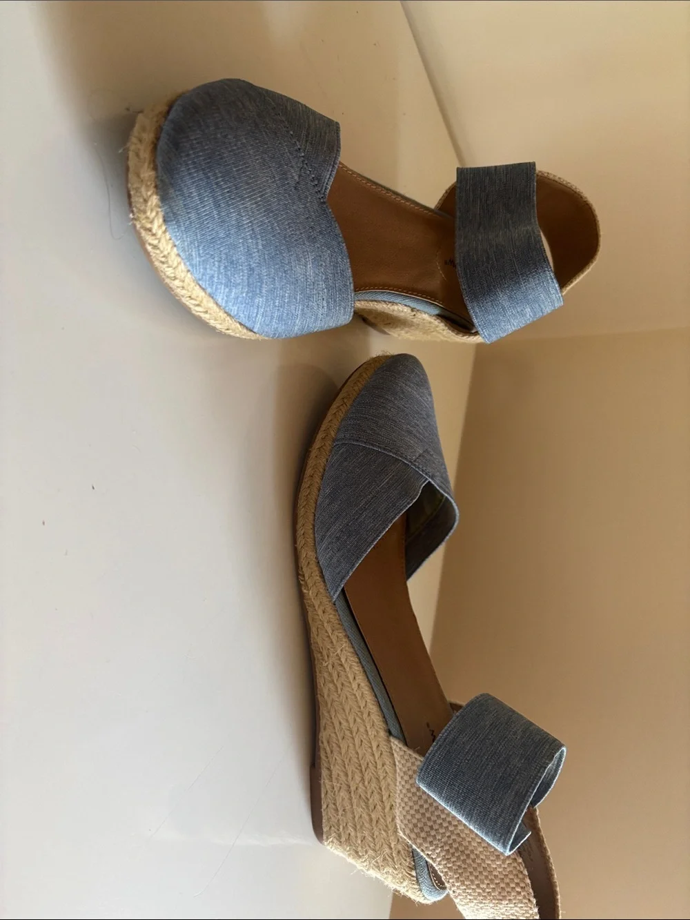 comfortview Chambray Blue Espadrille Wedge Sandals